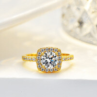 14K Gold Plated S925 Silver Ring with 1ct 6.5mm Moissanite-1 carat (empty setting)  19 yards