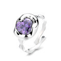 wholesale S925 Sterling Silver Light Lavender Love Zircon Inlaid Minimalist Ins Trendy Ring for Women-0-4