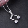 wholesale S925 Silver Fashion-Forward Minimalist Versatile Musical Note Pendant Necklace with Inlaid Diamonds-0-1