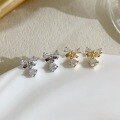 wholesale 925 Sterling Silver Sweet and Lovely Bow-shaped Stud Earrings with Inlaid Diamonds, Unique and Stylish Women's Jewelry M05126-0-1