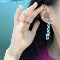 wholesale Gold Plated 925 Silver Graff-Style Irregular Synthetic Emerald Stud Earrings for Women-0-4