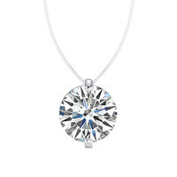 Sterling Silver Invisible Fishline Pendant Necklace with 1ct Moissanite.-Fishing line ring 1CT-12 size