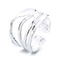 wholesale S925 Sterling Silver European and American Minimalist Style Simple Lines Wide Band Niche Design Trendy Open Ring-0-4