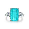 wholesale 925 Silver Shipei Jewelry 5ct Synthetic Paraiba 8*12 Rectangle High-Carbon Diamond Ring for Women Factory Direct-0-5