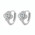 S925 Silver Four-Leaf Clover Stud Earrings with Moissanite, Hypoallergenic-0-3