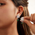 wholesale S925 Sterling Silver Cloud-Pull Jewelry Light Luxury Artificial Emerald Teardrop Earring Accessories-0-2