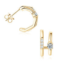S925 Sterling Silver D-color Moissanite Bow Earrings-Style A [Clearance Sale - Free Shipping] 925 Silver (K Gold)