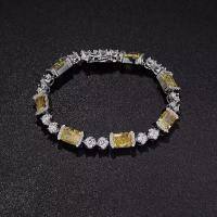 wholesale 925 Silver with Frosted Cut 6*8 Yellow Diamond Inlaid and Fully Paved with Diamonds, Zhu Zhifan Jewelry New Collection, Light Luxury and Minimalist Elegance-B060 Yellow Diamond Bracelet 17cm