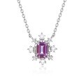 wholesale S925 Sterling Silver Fashion Cultivation Alexandrite Necklace, Light Luxury Niche Snowflake Pendant Collarbone Chain Colored Gemstone Jewelry-0-4