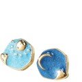wholesale S925 Sterling Silver Red Elk French Enamel Blue Earrings for Women, Retro Oil Painting Art, Unique Elegant Stud Earrings-0-4