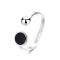wholesale S925 Sterling Silver Korean Fashion Trendy Black Enamel Drip Resin Spherical Open Adjustable Ring-0-4