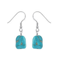 wholesale S925 Sterling Silver Cloud-pattern Earrings with High-Quality Turquoise Pendant, Direct from Manufacturer-Platinum 925 Silver