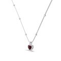 wholesale S925 Sterling Silver Japanese Korean Cross-Border Women's Necklace, Exquisite High-End Red Heart Pendant with Plain Silver Bead Side Chain-0-4