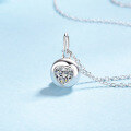 wholesale S925 Sterling Silver Moissanite Necklace for Women, Fully Enclosed Heart Pendant, Exquisite and Fashionable Niche Jewelry-0-2