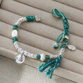 wholesale 999 Silver Auspicious God of Wealth, Peace, Joy, and Fortune Attraction Colored Cord Coiled Bracelet S7806-0-0