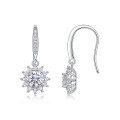 wholesale 925 Sterling Metal Sunflower Popular Hook Earrings Moissanite Ear Jewelry, Elegant and Luxurious High-End Sense Earrings-0-5