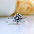 wholesale S925 Silver New Classic One-Carat Six-Prong Ring for Women with High-Carbon Micro-Paved Diamond Engagement Ring-0-0