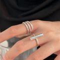 wholesale S925 Sterling Silver Multi-Layer Engraved Twisted Ring for Women, Minimalist and Light Luxury with a High-End Feel, Adjustable Open Band Trendy-0-3