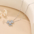 wholesale 925 Sterling Silver Plated with 18K Gold Full Diamond Clover Petal Necklace 1 Carat 65mm Moissanite Pendant Necklace-0-1