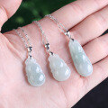 wholesale 925 silver with certificate, ancient style icy jadeite A-grade calabash pendant necklace, silver-inlaid jade pendant for gifting mom-0-1