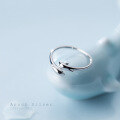 wholesale S925 silver ring for women, Korean-style minimalist dolphin open ring, cute marine life knuckle ring J5389-0-3