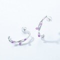 wholesale Pure Silver New Japanese Light Luxury Violet Mysterious Purple Cold Enamel Flower Earrings Manufacturer Wholesale-0-4