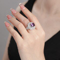 wholesale S925 sterling silver plated with 18k gold fashion women's ring featuring a popular new jewelry item: natural amethyst sugar loaf 9*9mm-0-5