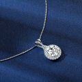 S925 Silver D Color Moissanite Classic Halo Pendant Necklace-0-0