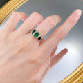 wholesale S925 Sterling Silver Style Simulated Emerald 5*7 Rectangular Ring Cross-Border Ins Style Unisex Design-0-3