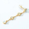 wholesale Gold-plated 925 Silver Japanese Light Luxury Synthetic Opal Small Round Long Slimming Ear Studs Minimalist Geometric-0-2