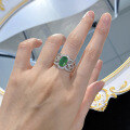 wholesale 925 Silver Plated Simulated Emerald Cut 7*10mm Oval Fashionable European and American Cross-Border Ring-0-3