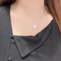 wholesale Silver fashion versatile love pendant pure chain necklace for women, small minimalist design, elegant and sweet freshwater pearl accessory wholesale-0-3