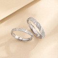 wholesale S925 Sterling Silver Niche Design Rhombus Love Couple Rings, Light Luxury Ice Cube Matching Bands with Engraving, Adjustable Open Ring-0-0