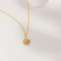 wholesale 18K gold jewelry vintage minimalist high-end small round disc with pink sapphire necklace wholesale manufacturers-0-1