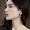 wholesale S925 Sterling Silver European and American New Geometric Unique Malachite Earrings for Women, Ins Niche Earrings, Drop Shipping-0-1