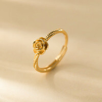 wholesale 990 Sterling Silver Fresh and Sweet Ins Style Niche Design Exquisite Rose Twist Ring R02777-990 Pure Silver Ring Adjustable opening