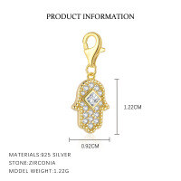 wholesale S925 Sterling Silver Retro European Minimalist Bracelet For Women With Luxury Zircon Heart Pendant-F6233-Golden Single Pendant 925 Silver