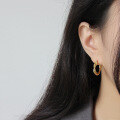 wholesale S925 Sterling Silver ET242 Korean-style Vintage Woven Twist Women's Earrings with Gold-Plated Ear Clasp-0-2