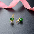 wholesale Elegant imitation Hetian jade bead hook earrings for women, vintage-style jade earrings, elegant jewelry, gift, wholesale-0-2