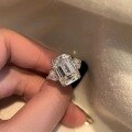 wholesale S925 Sterling Silver 8*10 Moissanite Ring Square Sugar Loaf Cut Multi-Color Moissanite Ring-0-2