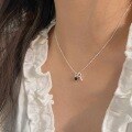 wholesale S925 Sterling Silver Minimalist Heart Key Pendant Necklace for Women, Dainty and Sweet Delicate Collarbone Chain, Versatile Layering Piece-0-3