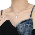 wholesale S925 Sterling Silver 556 Geometric Square Fragmented Necklace for Women, Irregular, Ins Minimalist Style, Small and Unique Collarbone Chain-0-3