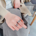 wholesale S925 Sterling Silver French-Style Double-Layer Irregular Zircon Inlaid Ring, Ins Light Luxury Versatile Niche Index Finger Ring-0-1