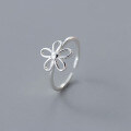 wholesale S925 Sterling Silver Fresh and Sweet Ins-Style Niche Design Unique Floral Open Ring R02296-0-5