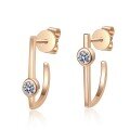 wholesale S925 Sterling Silver with Champagne Gold Plating Minimalist Lines Moissanite Stud Earrings for Women, Versatile and Subtle Design, Ideal Gift for Girlfriend-0-4