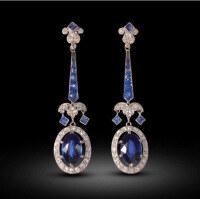 wholesale 925 Silver Gold-Plated Earrings with High-Carbon Diamond and Oval-Cut Royal Blue Synthetic Sapphire Antique Exquisite Women's Earrings-Royal Blue 925 Silver