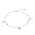 wholesale S925 Sterling Silver Zircon Heart Bead Anklet for Women, Minimalist and Elegant Beach Foot Chain Wholesale-0-4