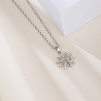 wholesale S925 Sterling Silver Cross-Border Europe and America New Style Necklace, Snowflake Pendant with Zirconia for Women-Single Pendant [Without Chain]  925 Silver
