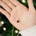 wholesale S925 Sterling Silver Light Luxury Korean Style Women's Red Five-Pointed Star Zircon Inlaid Fashion Creative Christmas Collarbone Necklace-0-3
