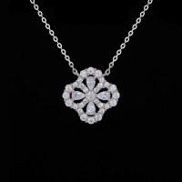 Sterling Silver Four-Leaf Clover Necklace, Versatile and Luxurious Cross-Chain TikTok Taobao Cross-Border Hit-S925 Sterling Silver + Moissanite